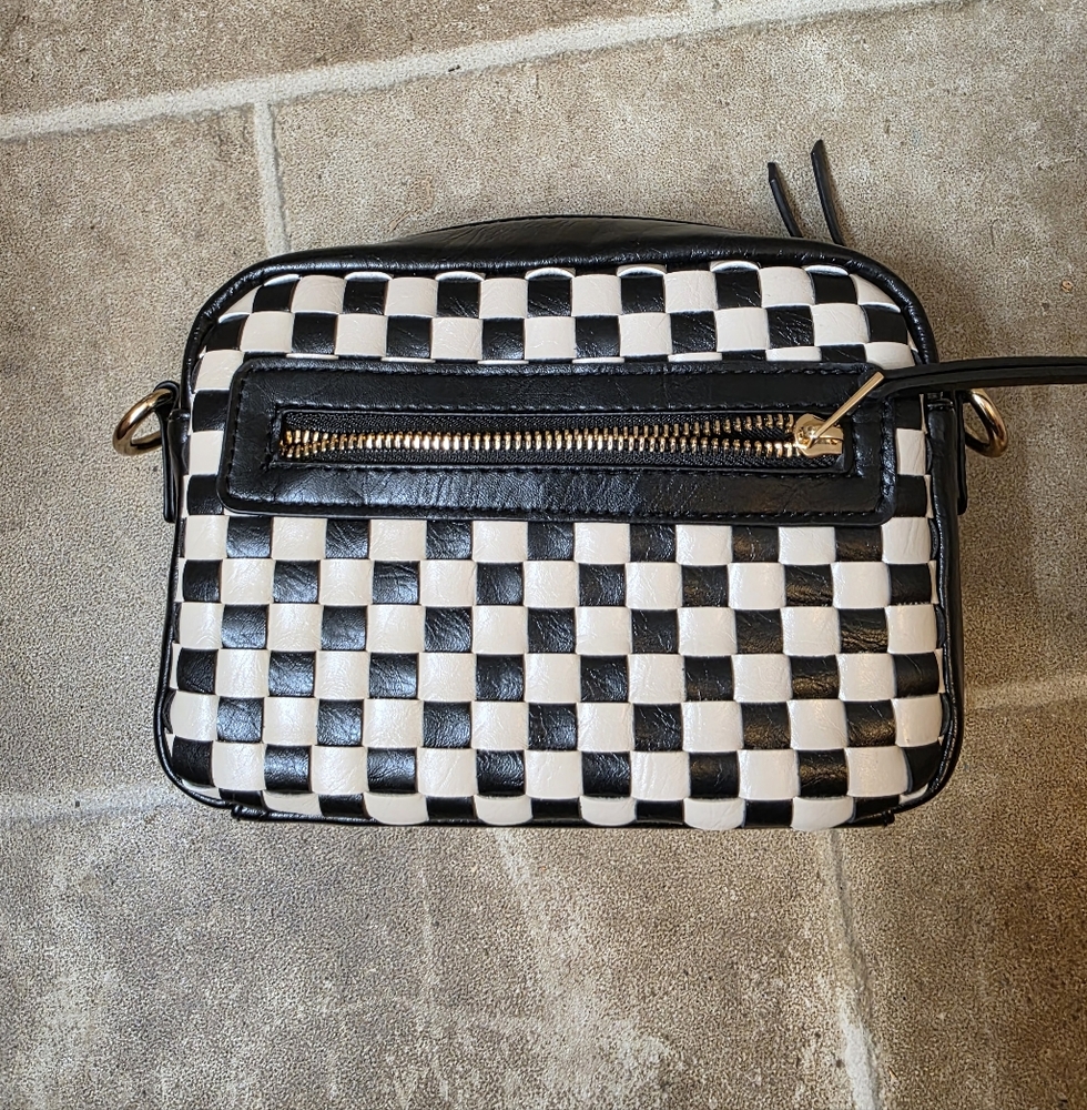Checkered Black and White Crossbody Bag